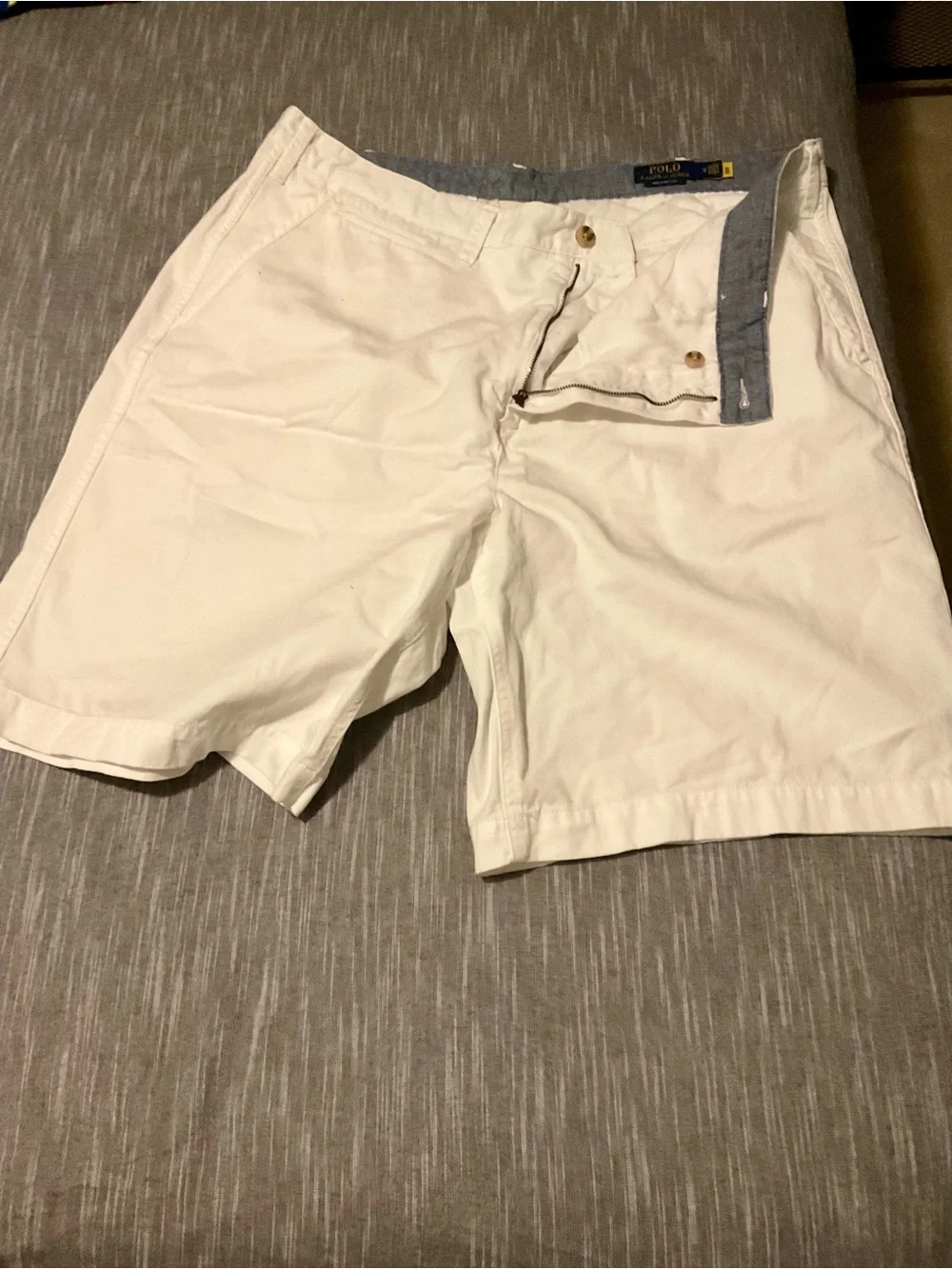 Polo by Ralph Lauren Men's White Flat Front Cotton Shorts